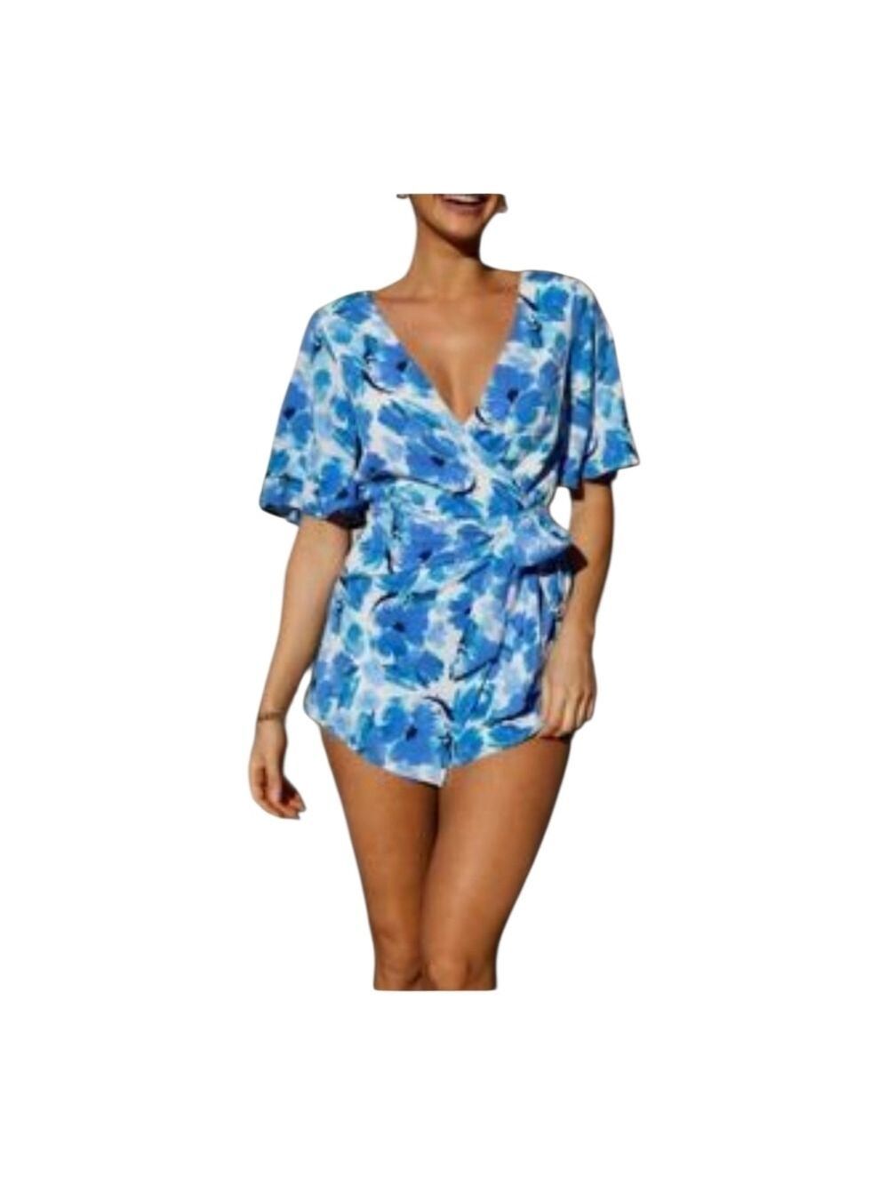 Mika & Gala Blue & White Shorts Romper Sexy 8